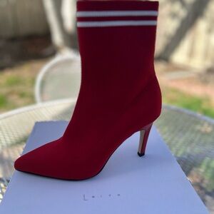 Leith Red Heeled Sock Boots